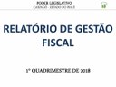 Câmara Municipal publica relatório do 1° quadrimestre 2018 da Lei de Responsabilidade Fiscal